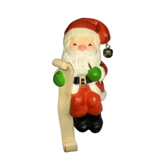 Vintage Santa Claus Checking His List Stocking Hanger 1984 Hallmark Set of 2 - Picture 10 of 11